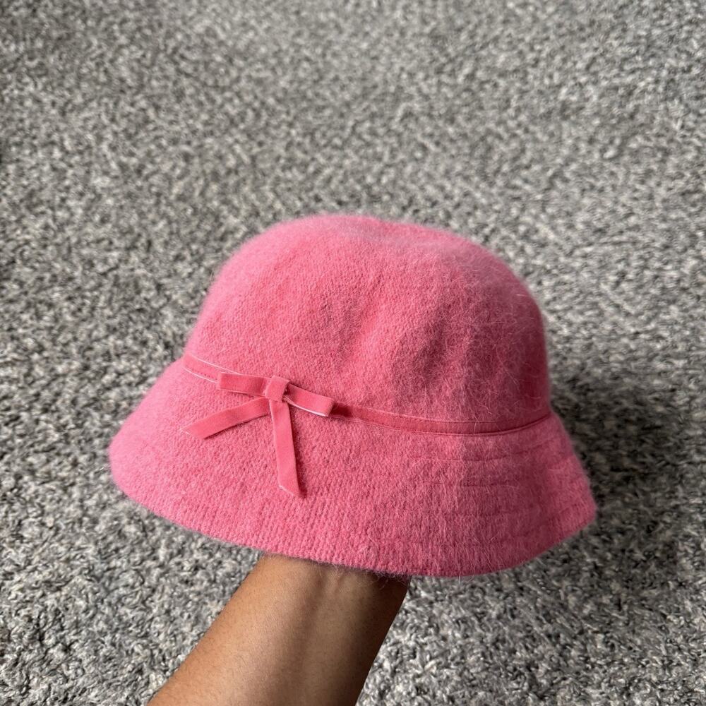 GAP Pink Knit Rabbit Hair Wool Cloche Bucket Winter Hat S/M New